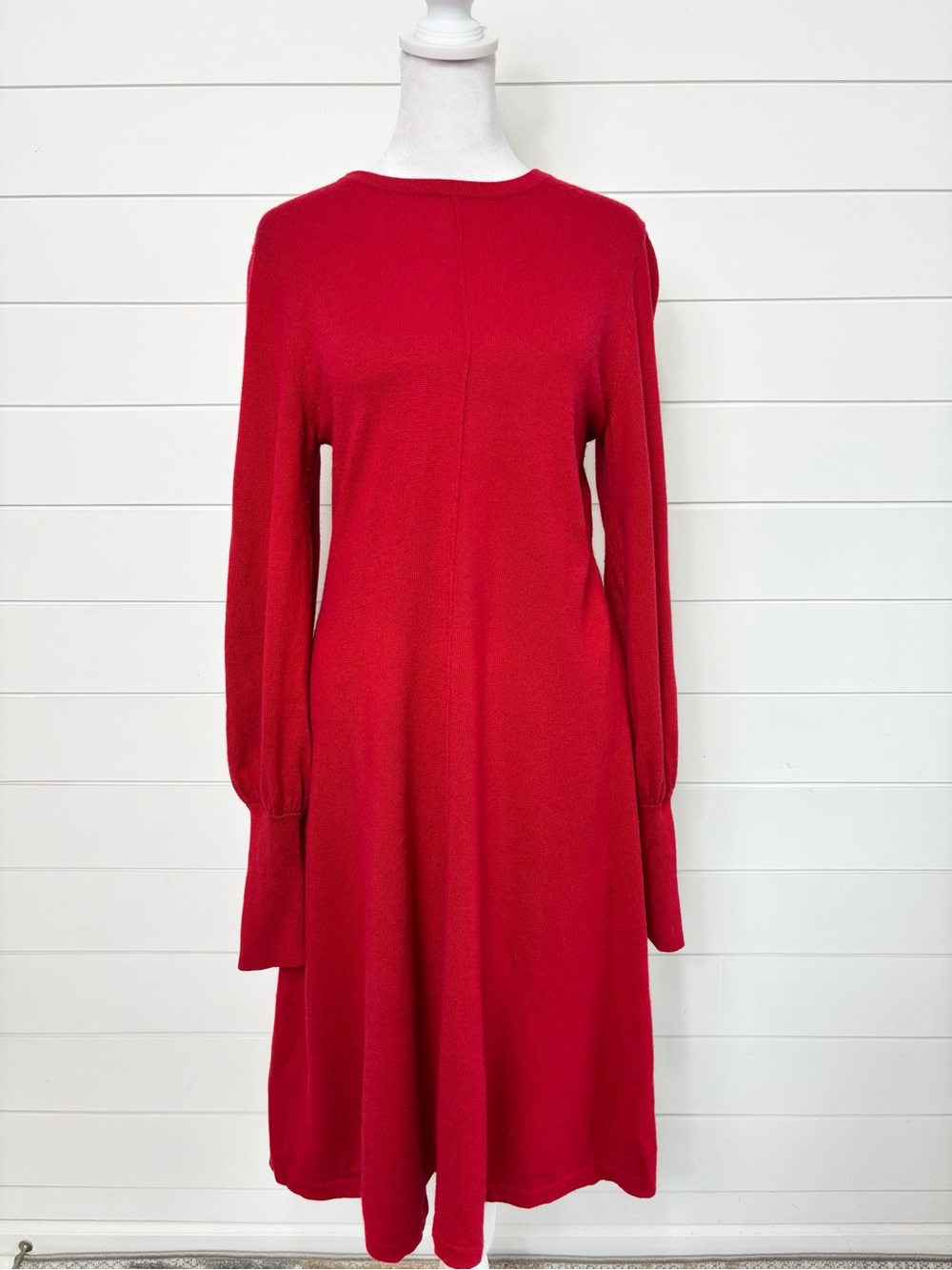 Boden Red Cashmere Wool Blend Cuff Detail Knitted Mini Sweater Dress Size 6
